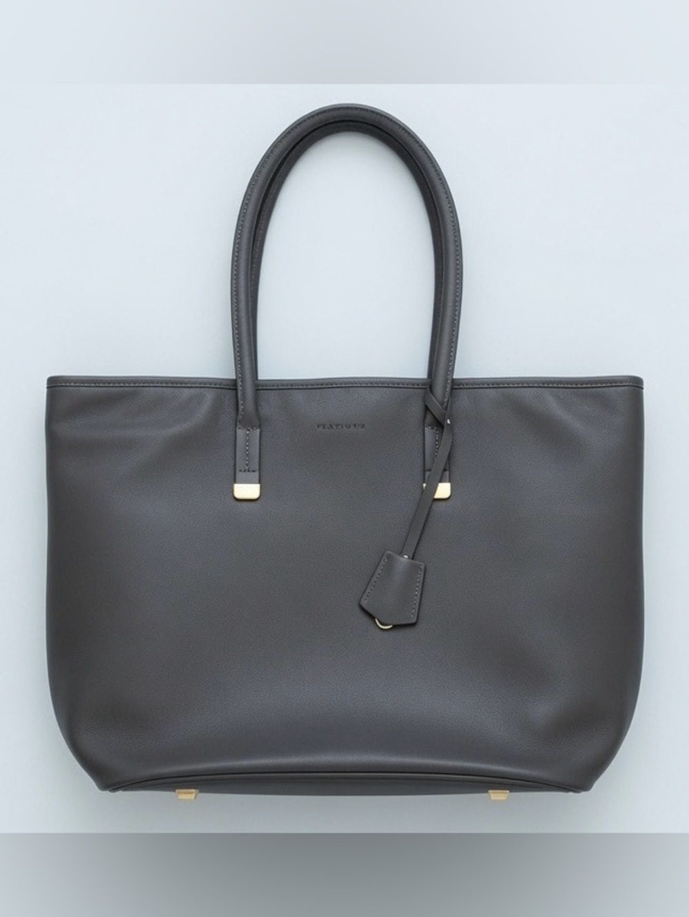 Platinum Avenue gray faux leather 15” laptop tote bag